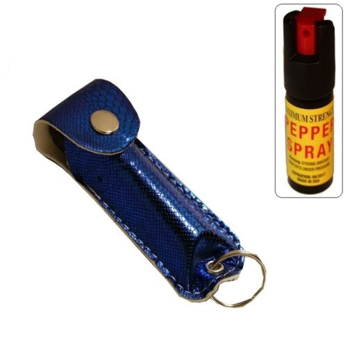 Black Personal Defense Pepper Spray OC-18 1/2 oz With Leather Case